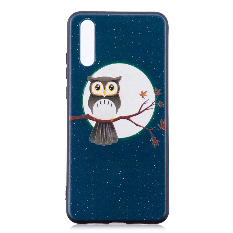 Embossment Soft TPU Back Mobile Casing for Huawei P20 - Owl on Branch-3