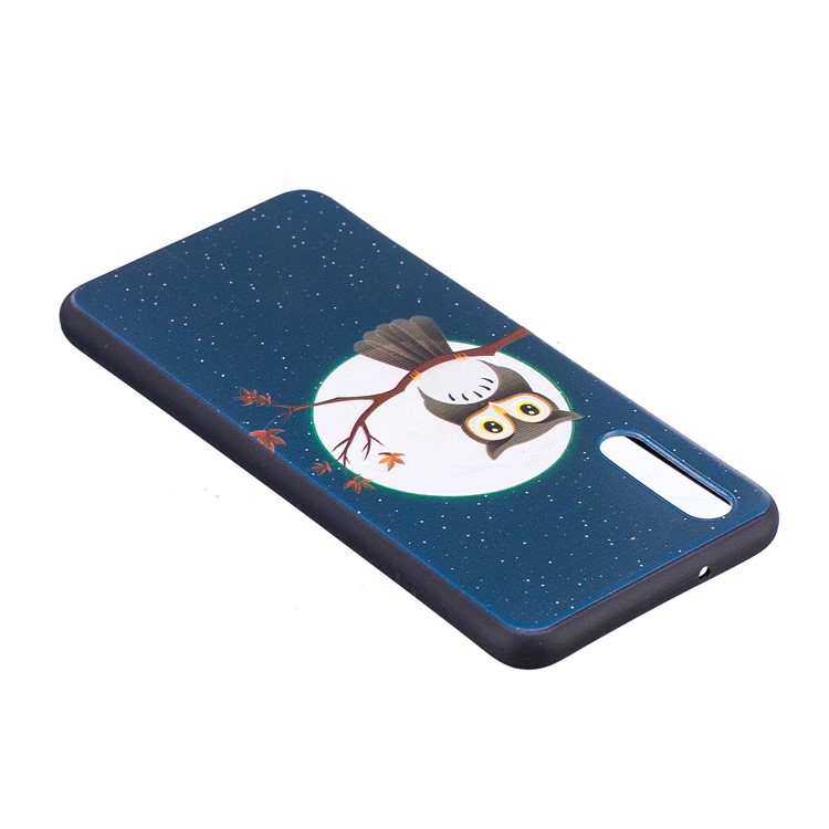 Embossment Soft TPU Back Mobile Casing for Huawei P20 - Owl on Branch-5