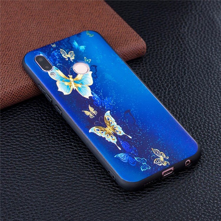 Embossment Soft TPU Phone Casing for Huawei Honor 9 Lite/9 Youth Edition - Blue Butterfly-2