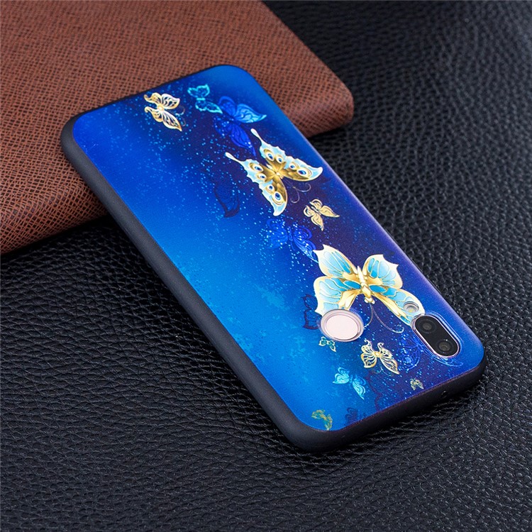 Embossment Soft TPU Phone Casing for Huawei Honor 9 Lite/9 Youth Edition - Blue Butterfly-3