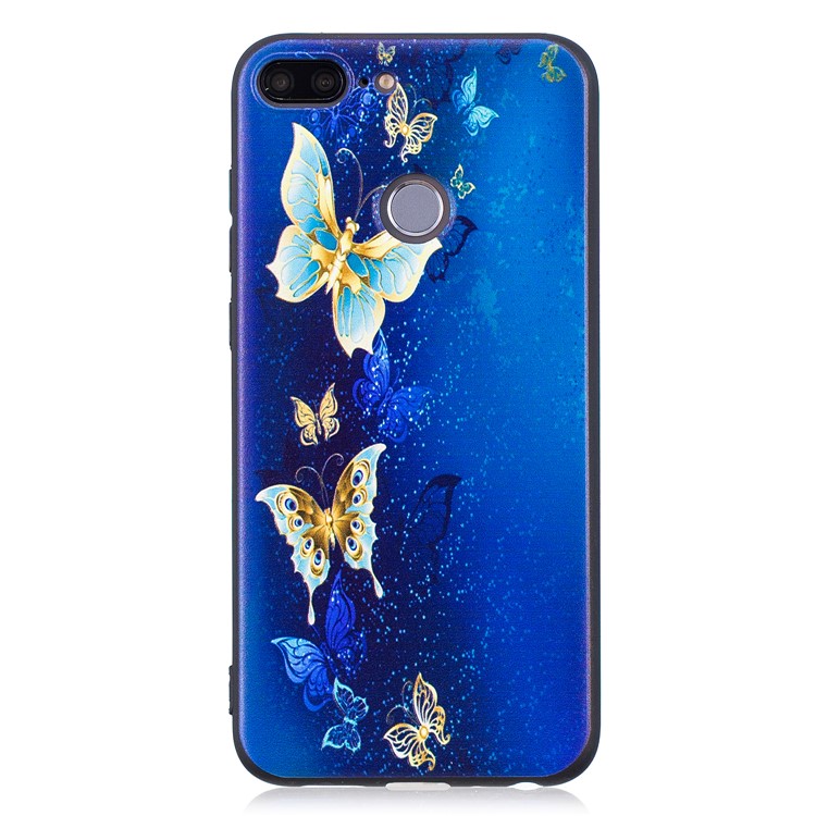 Embossment Soft TPU Phone Casing for Huawei Honor 9 Lite/9 Youth Edition - Blue Butterfly-4