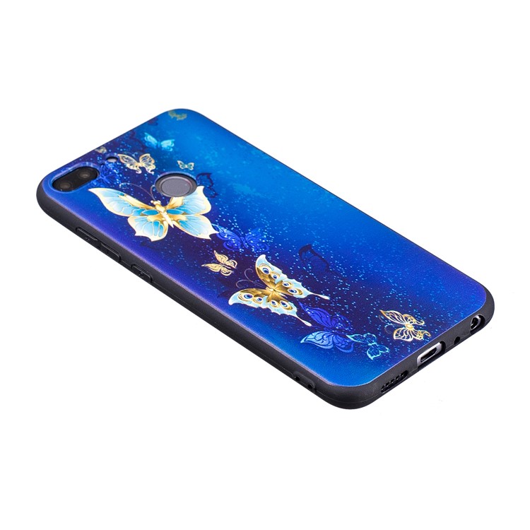 Embossment Soft TPU Phone Casing for Huawei Honor 9 Lite/9 Youth Edition - Blue Butterfly-5