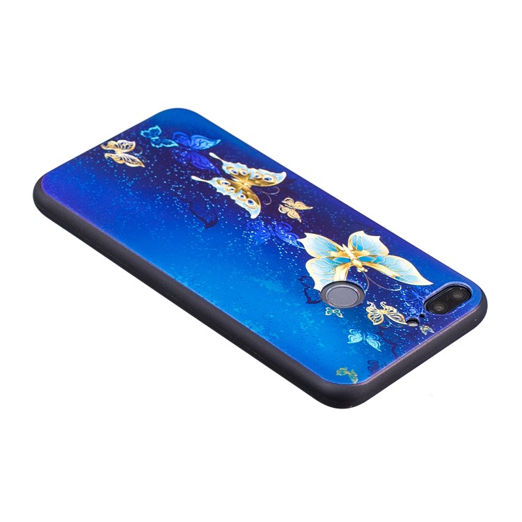 Embossment Soft TPU Phone Casing for Huawei Honor 9 Lite/9 Youth Edition - Blue Butterfly-6