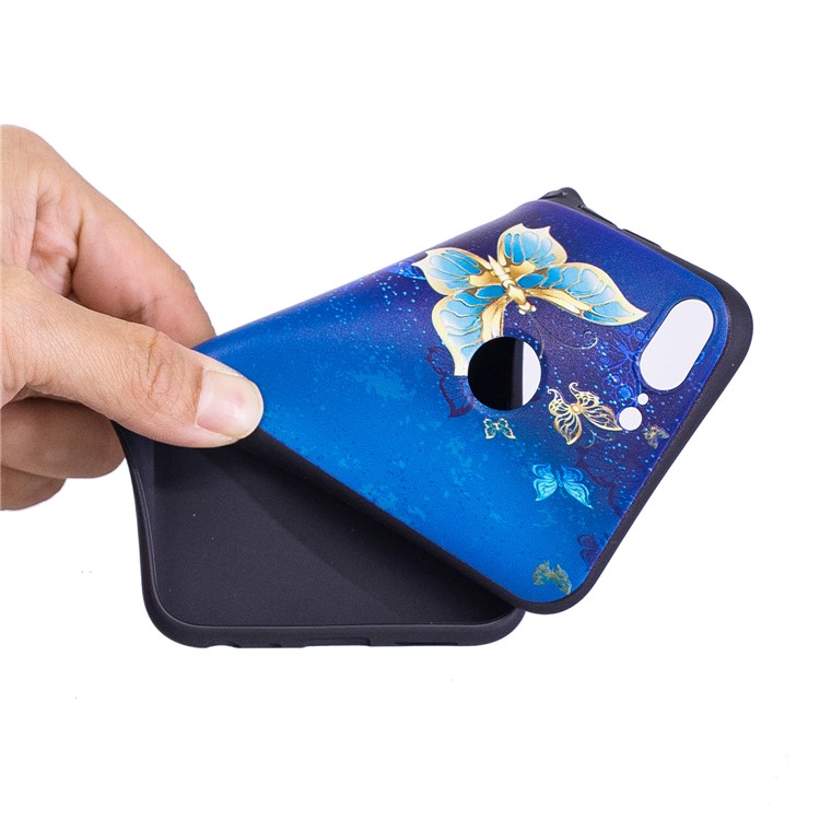 Embossment Soft TPU Phone Casing for Huawei Honor 9 Lite/9 Youth Edition - Blue Butterfly-7