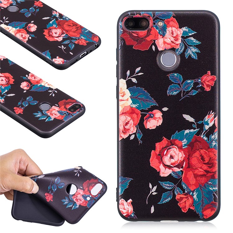 Embossment Soft TPU Mobile Phone Case for Huawei Honor 9 Lite/9 Youth Edition - Roses-1