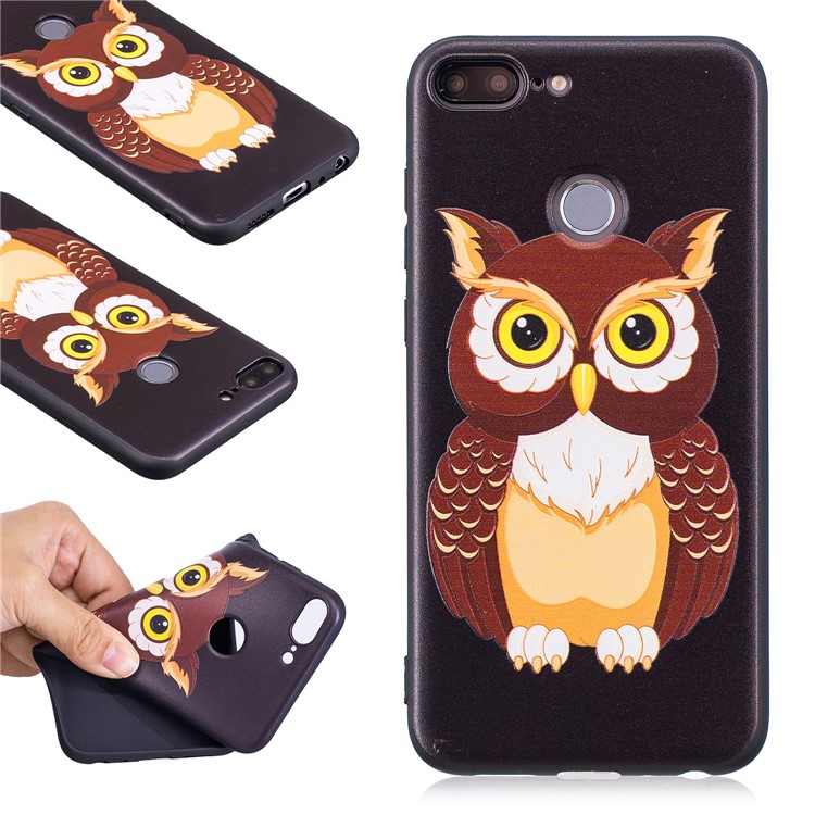 Embossment Soft TPU Cell Phone Case for Huawei Honor 9 Lite/9 Youth Edition - Lovely Owl-1