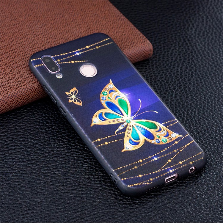 Embossment Soft TPU Protective Case for Huawei Honor 9 Lite/9 Youth Edition - Gold Butterfly-2