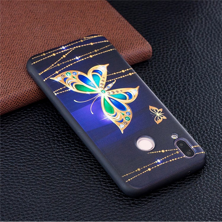 Embossment Soft TPU Protective Case for Huawei Honor 9 Lite/9 Youth Edition - Gold Butterfly-3