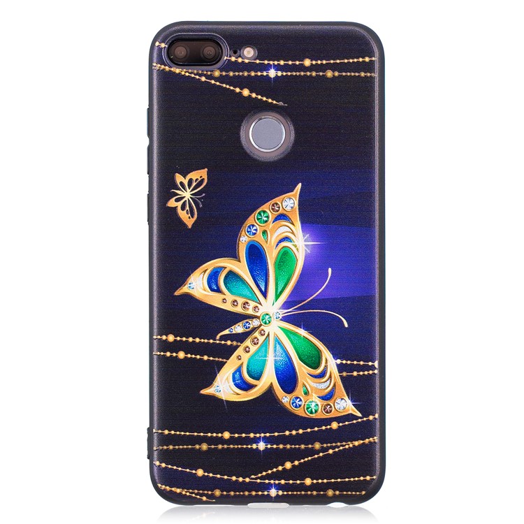 Embossment Soft TPU Protective Case for Huawei Honor 9 Lite/9 Youth Edition - Gold Butterfly-4