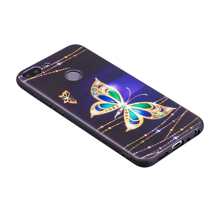 Embossment Soft TPU Protective Case for Huawei Honor 9 Lite/9 Youth Edition - Gold Butterfly-5