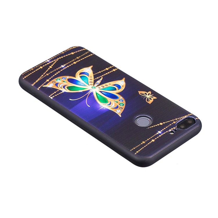 Embossment Soft TPU Protective Case for Huawei Honor 9 Lite/9 Youth Edition - Gold Butterfly-6