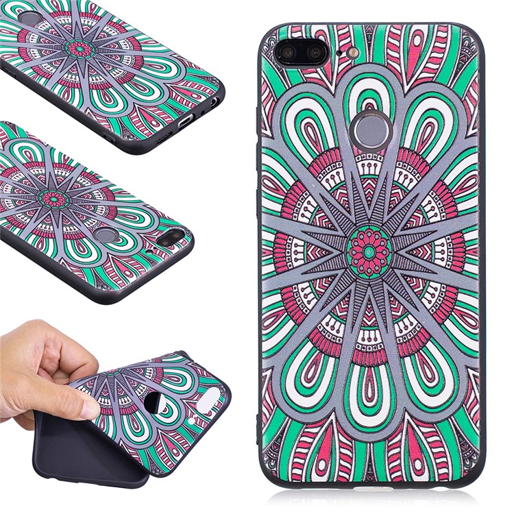 Embossment Soft TPU Back Casing for Huawei Honor 9 Lite/9 Youth Edition - Abstract Floral-1