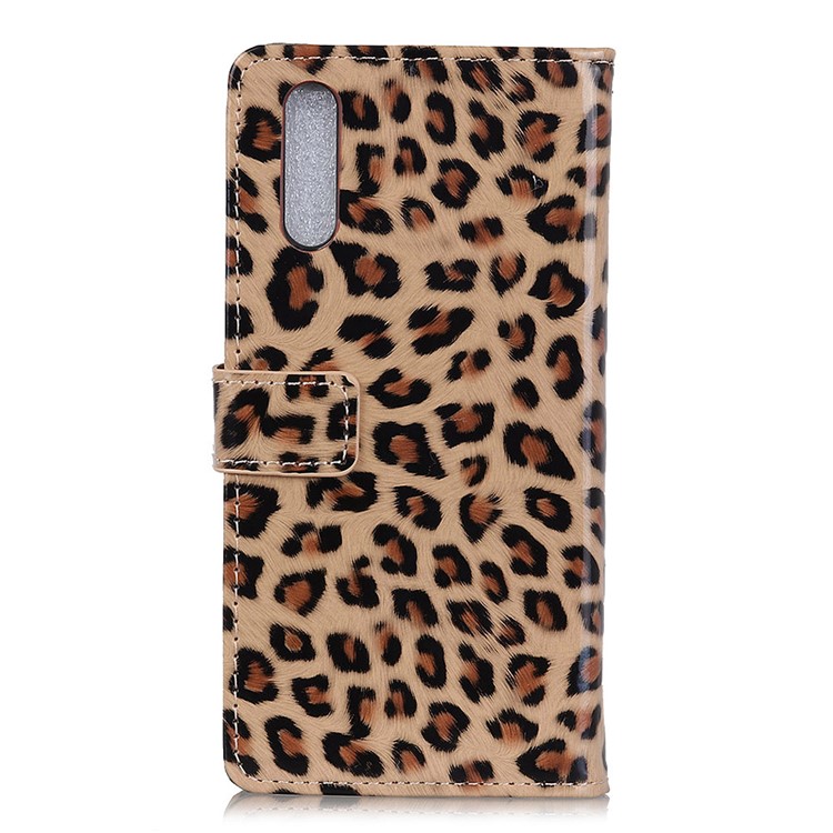 Glossy Leopard Pattern PU Leather Wallet Stand Mobile Phone Cover for Huawei P20-2