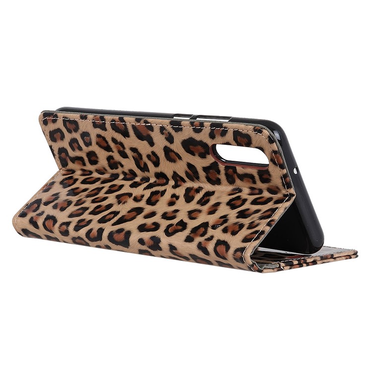 Glossy Leopard Pattern PU Leather Wallet Stand Mobile Phone Cover for Huawei P20-4