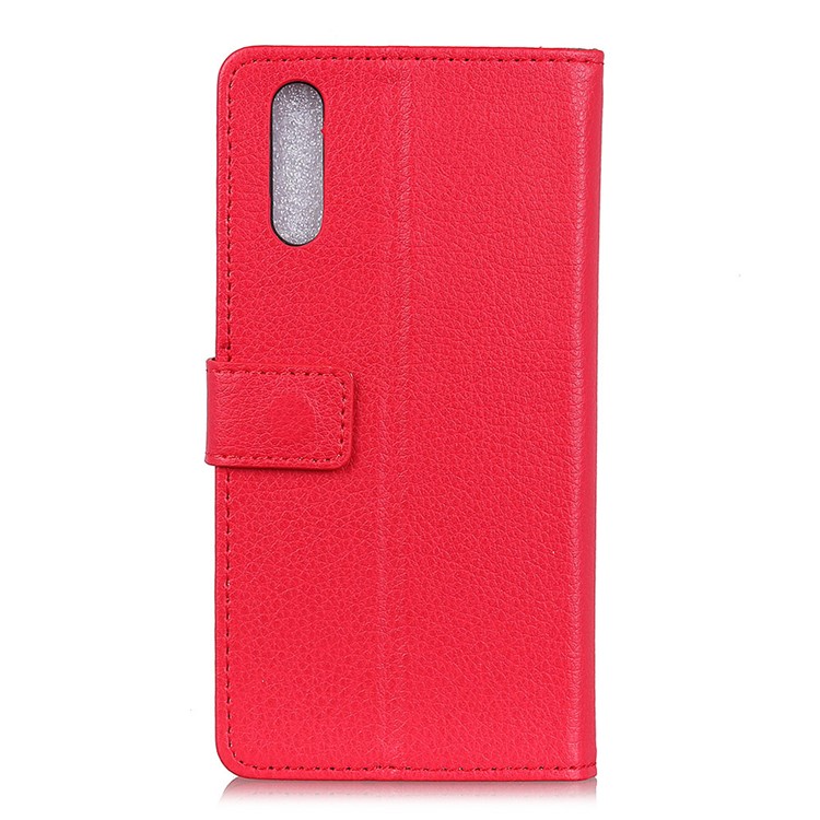 Litchi Texture Wallet Stand Leather Shell for Huawei P20 - Red-2
