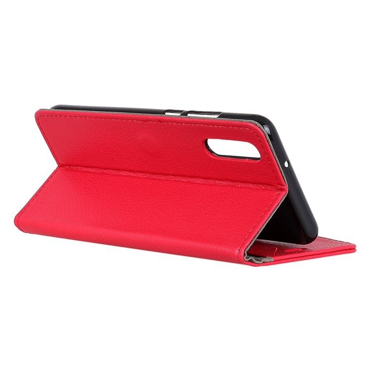 Litchi Texture Wallet Stand Leather Shell for Huawei P20 - Red-4