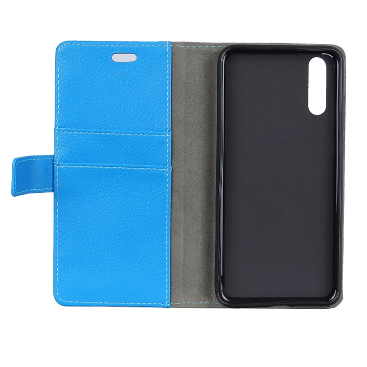 Litchi Texture Wallet Stand Leather Protector Cover for Huawei P20 - Blue-4