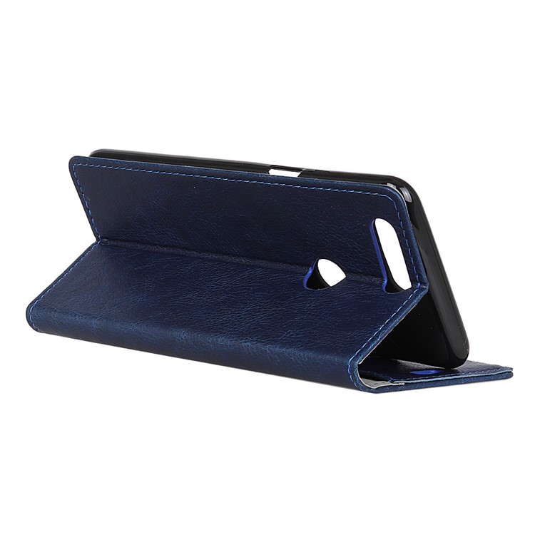 Crazy Horse Wallet Leather Cell Phone Case for Huawei Y7 Prime (2018) / Honor 7C / Enjoy 8 - Blue-4
