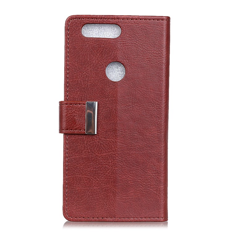 Crazy Horse Leather Stand Case with Card Slots for Huawei Y7 Prime (2018) / Honor 7C / Enjoy 8 - Coffee-3
