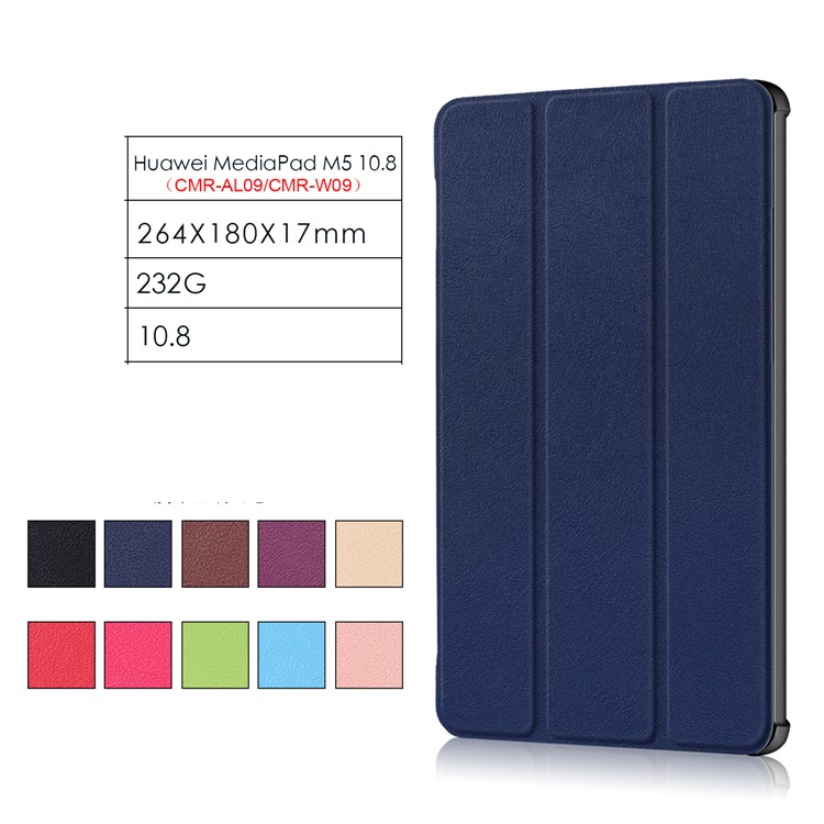 Tri-Fold Stand Flip Ledertasche Für Huawei Mediapad M5 10 / M5 10 (pro) - Schwarz-13