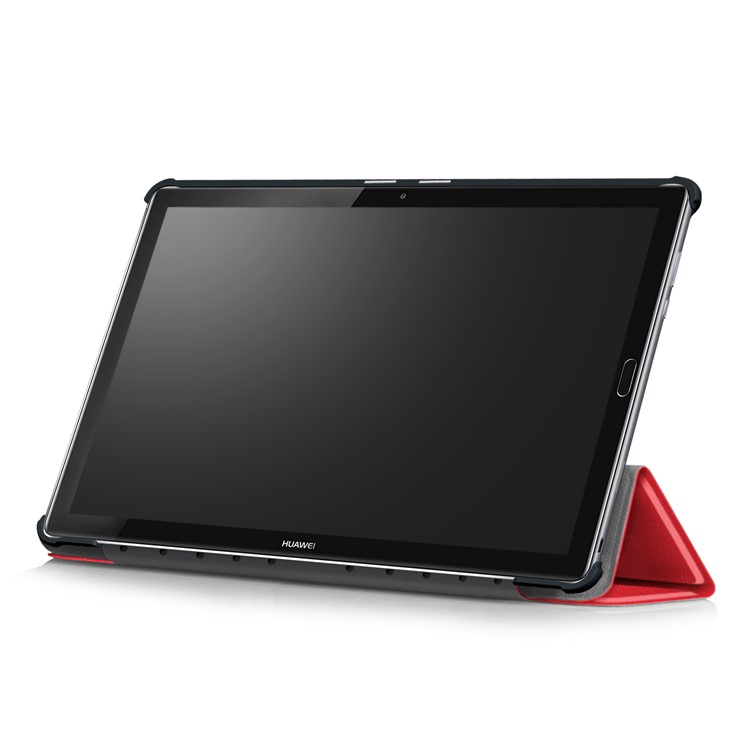 Tri-fold Stand Flip Leather Cover for Huawei MediaPad M5 10 / M5 10 (Pro) - Red-6