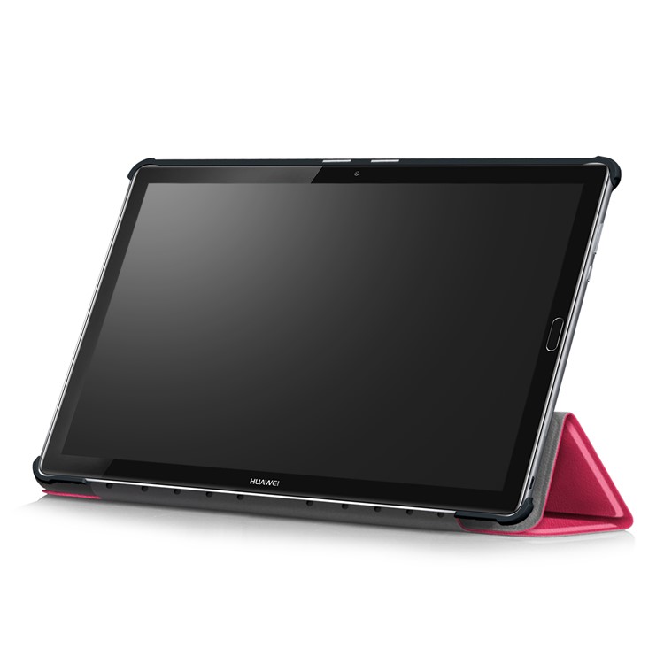 Tri-fold Stand Flip Leather Shell for Huawei MediaPad M5 10 / M5 10 (Pro) - Rose-6