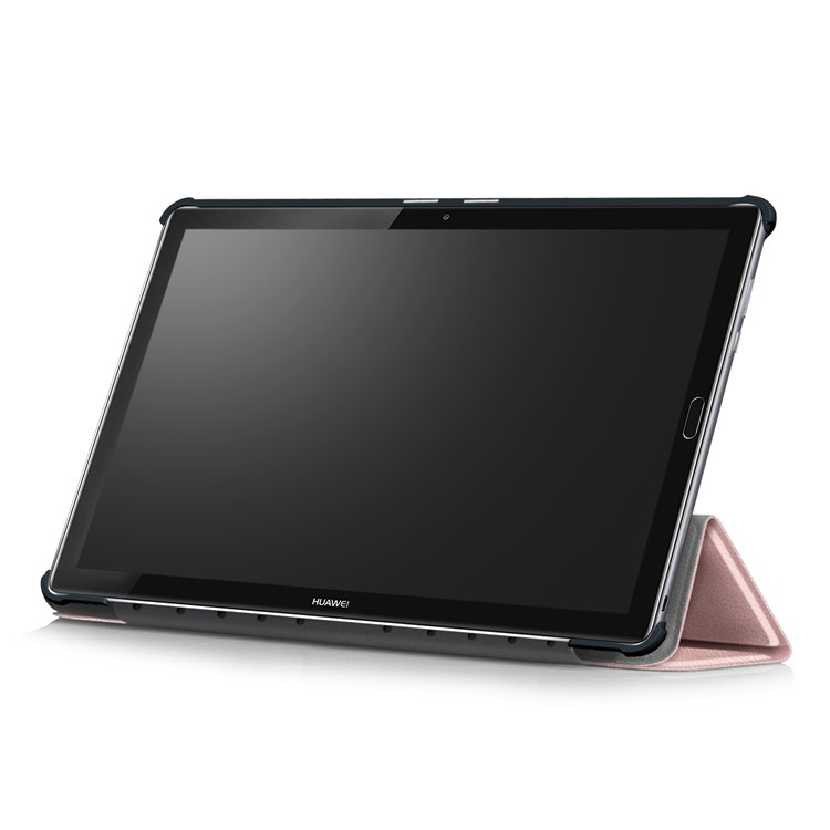 Tri-fold Stand Flip Leather Cover Case for Huawei MediaPad M5 10 / M5 10 (Pro) - Rose Gold-6