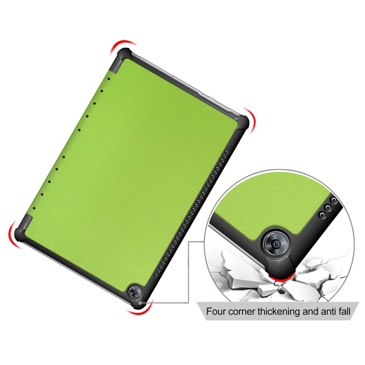 Tri-fold Stand PU Leather Protector Case for Huawei MediaPad M5 10 / M5 10 (Pro) - Green-5