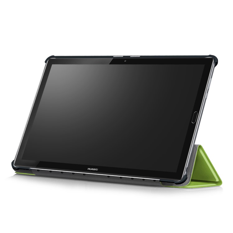 Tri-fold Stand PU Leather Protector Case for Huawei MediaPad M5 10 / M5 10 (Pro) - Green-6