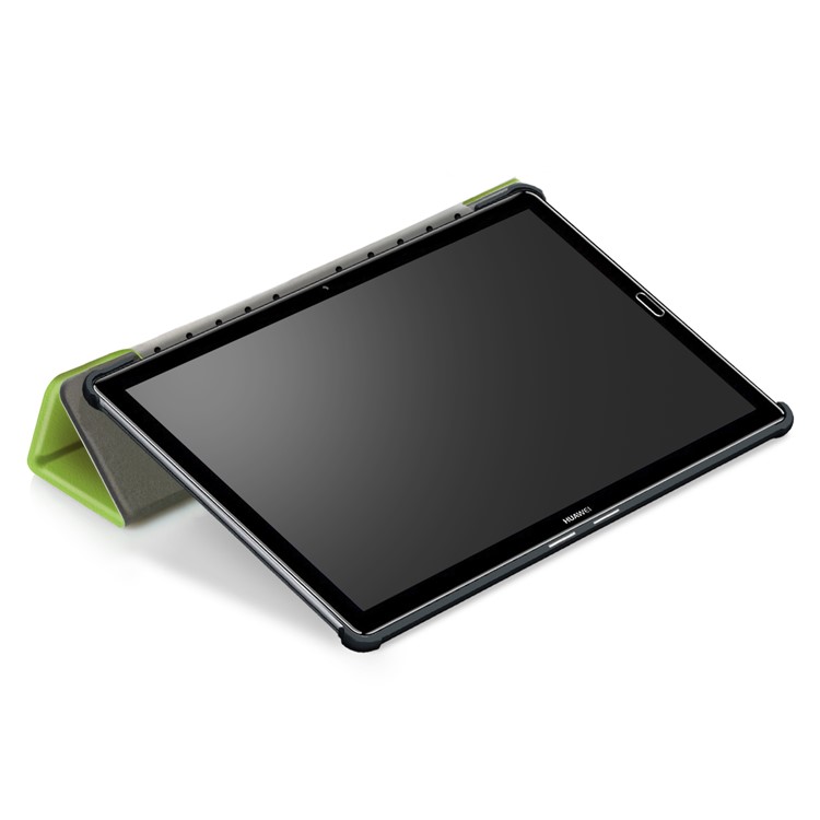 Tri-fold Stand PU Leather Protector Case for Huawei MediaPad M5 10 / M5 10 (Pro) - Green-8