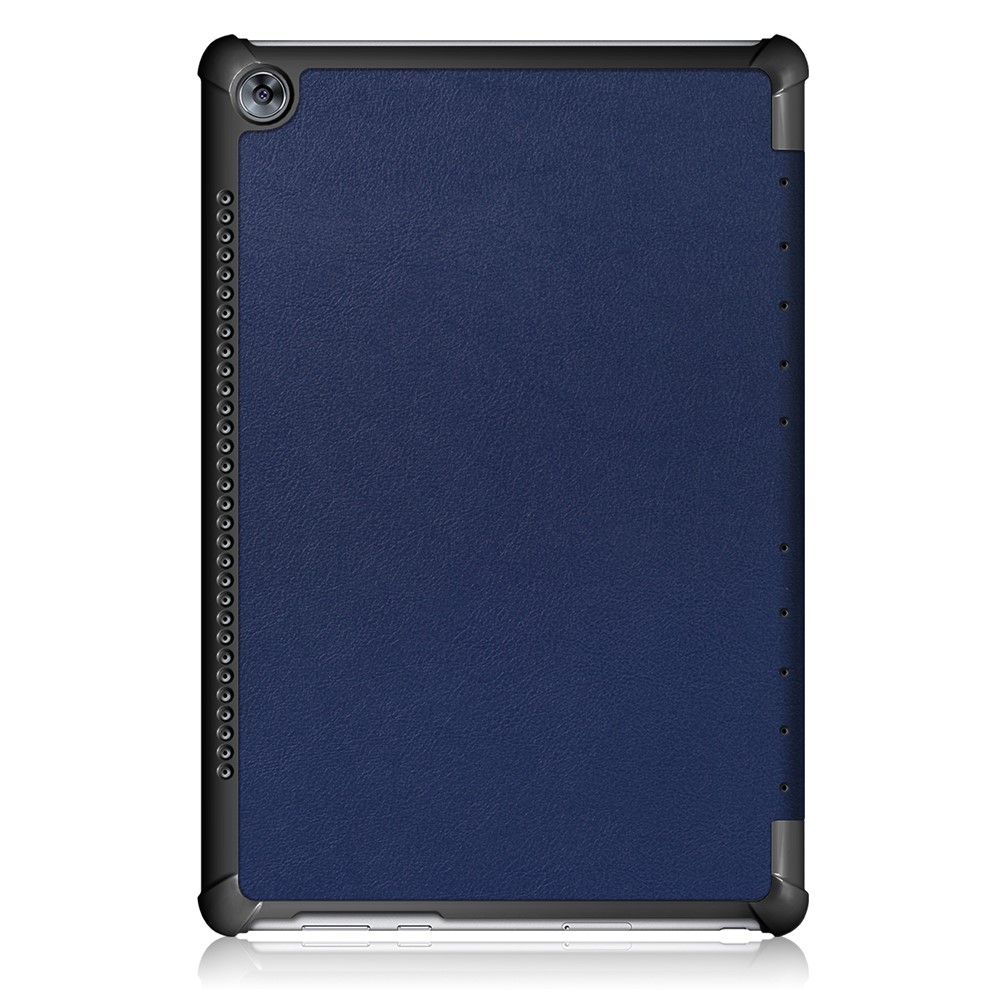 Tri-fold Stand PU Leather Protector Shell Para Huawei MediaPad M5 10 / M5 10 (Pro) - Azul Oscuro