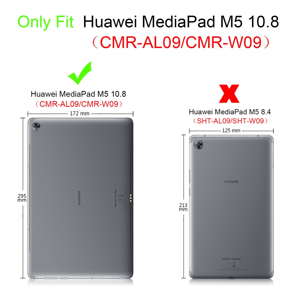 Tri-fold Stand PU Lederschutzschale Für Huawei MediaPad M5 10 / M5 10 (Pro) - Dunkelblau