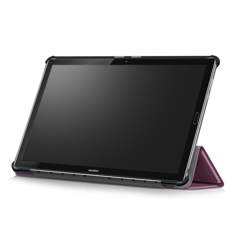 Tri-fold Stand Flip Leather Case Accessory for Huawei MediaPad M5 10 / M5 10 (Pro) - Purple-6