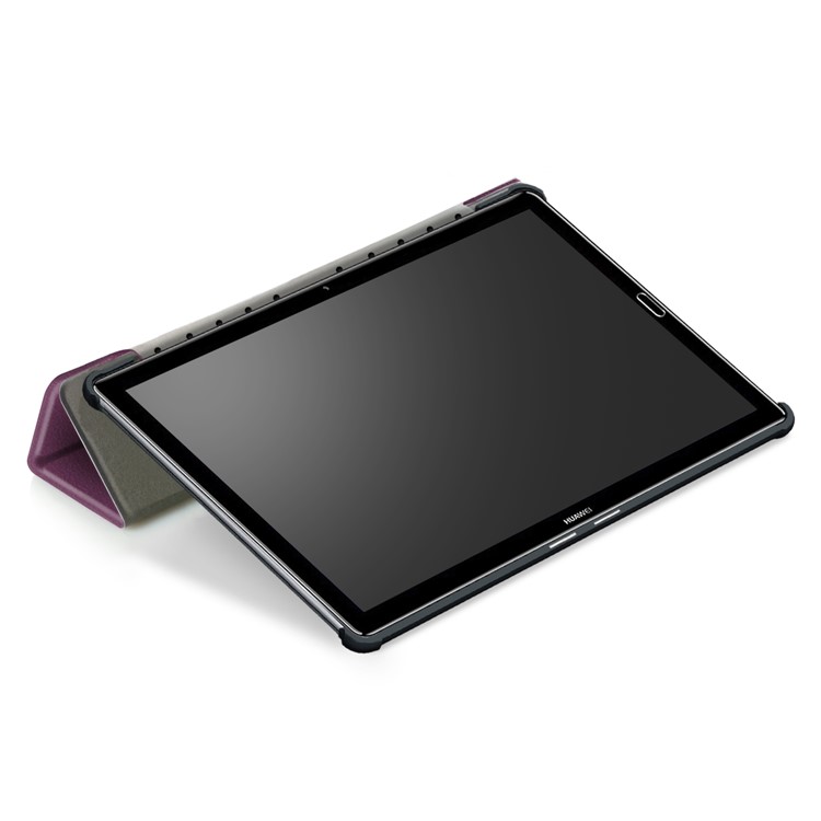 Tri-fold Stand Flip Leather Case Accessory for Huawei MediaPad M5 10 / M5 10 (Pro) - Purple-8