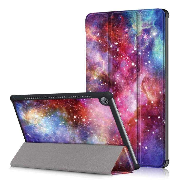 Pattern Printing Tri-fold Leather Stand Case for Huawei MediaPad M5 10 / M5 10 (Pro) - Galaxy Pattern-1