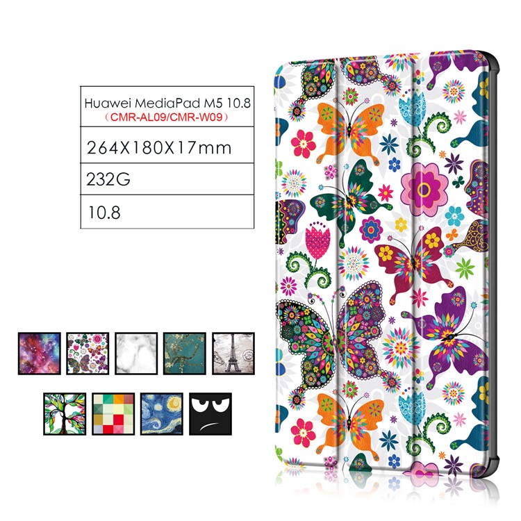 Pattern Printing Tri-fold Leather Stand Case for Huawei MediaPad M5 10 / M5 10 (Pro) - Galaxy Pattern-13