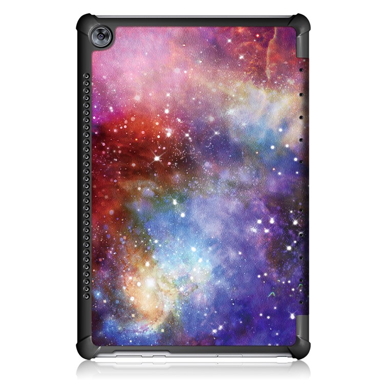 Pattern Printing Tri-fold Leather Stand Case for Huawei MediaPad M5 10 / M5 10 (Pro) - Galaxy Pattern-3