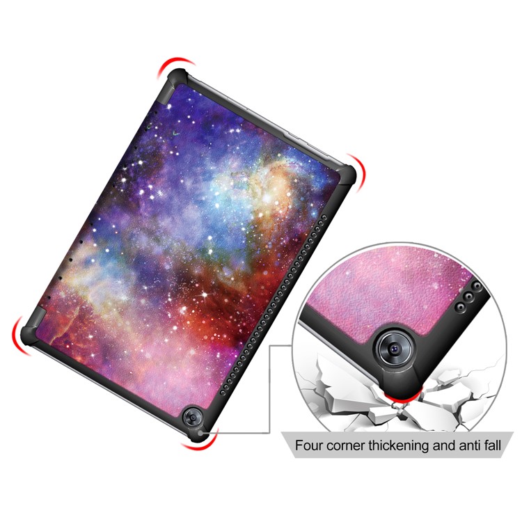Pattern Printing Tri-fold Leather Stand Case for Huawei MediaPad M5 10 / M5 10 (Pro) - Galaxy Pattern-5