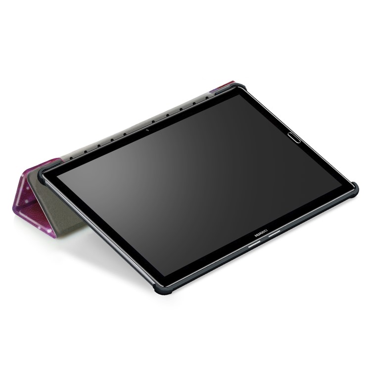Pattern Printing Tri-fold Leather Stand Case for Huawei MediaPad M5 10 / M5 10 (Pro) - Galaxy Pattern-8