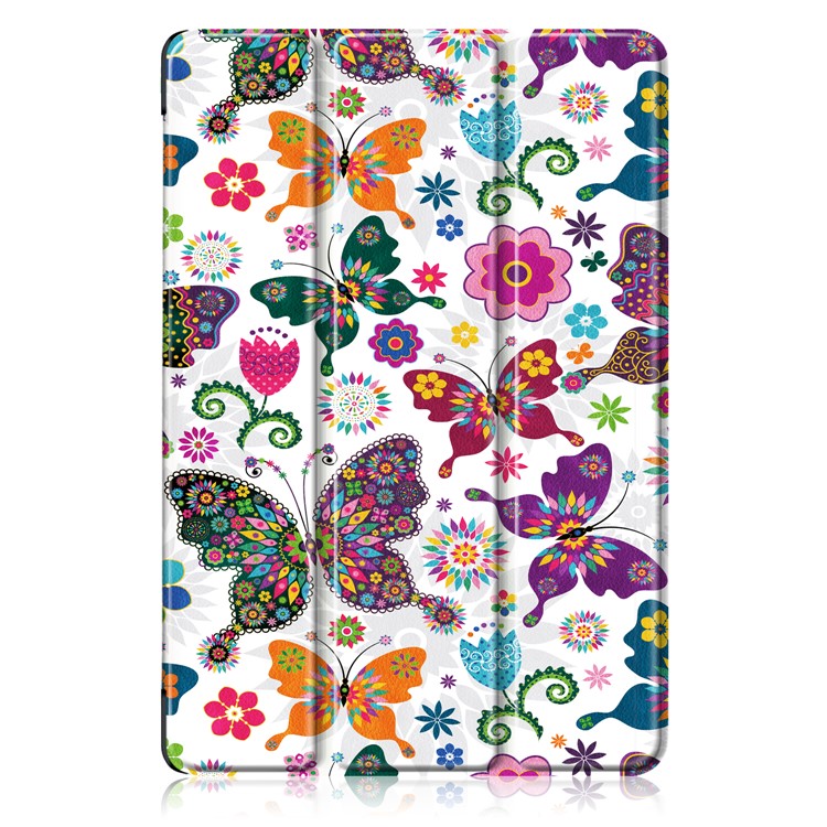 Pattern Printing Tri-fold Leather Stand Cover for Huawei MediaPad M5 10 / M5 10 (Pro) - Butterfly Flower-2