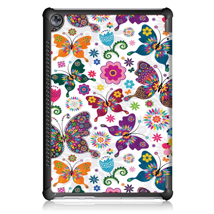 Pattern Printing Tri-fold Leather Stand Cover for Huawei MediaPad M5 10 / M5 10 (Pro) - Butterfly Flower-3
