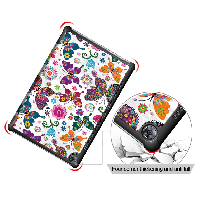 Pattern Printing Tri-fold Leather Stand Cover for Huawei MediaPad M5 10 / M5 10 (Pro) - Butterfly Flower-5