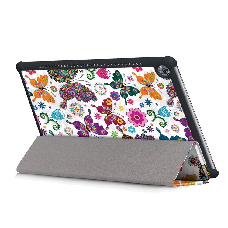 Pattern Printing Tri-fold Leather Stand Cover for Huawei MediaPad M5 10 / M5 10 (Pro) - Butterfly Flower-7