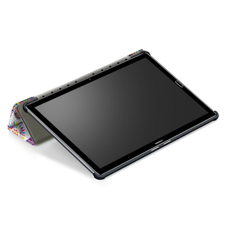 Pattern Printing Tri-fold Leather Stand Cover for Huawei MediaPad M5 10 / M5 10 (Pro) - Butterfly Flower-8