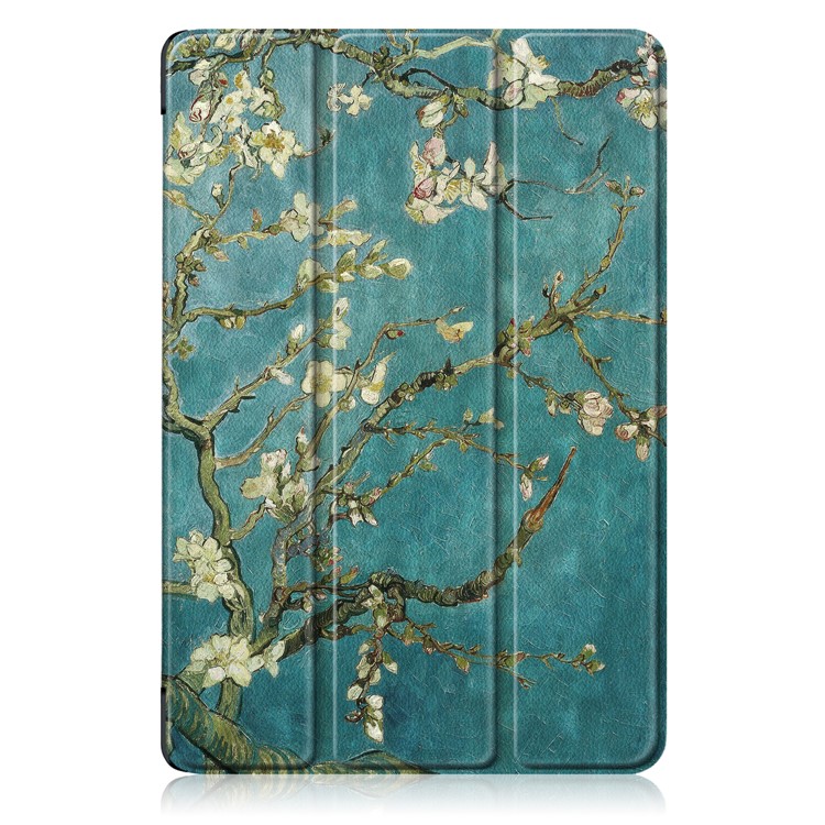 Pattern Printing Tri-fold Leather Stand Shell Cover Case for Huawei MediaPad M5 10 / M5 10 (Pro) - Tree with Flowers-2