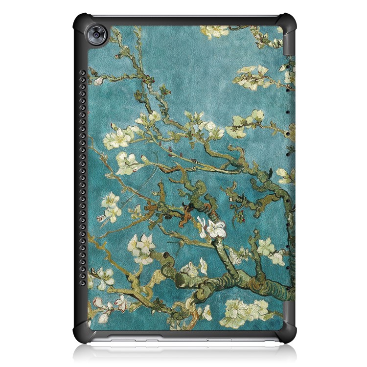 Pattern Printing Tri-fold Leather Stand Shell Cover Case for Huawei MediaPad M5 10 / M5 10 (Pro) - Tree with Flowers-3