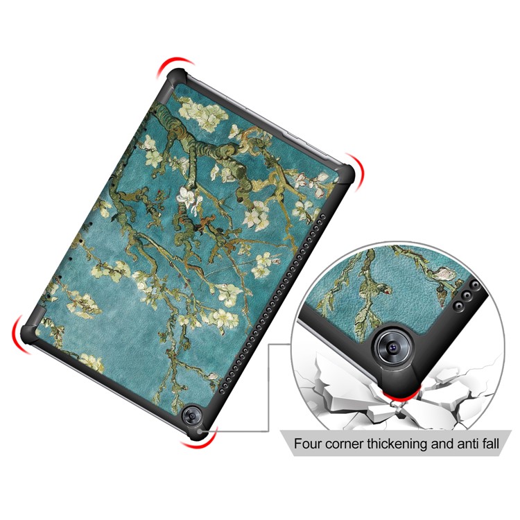 Pattern Printing Tri-fold Leather Stand Shell Cover Case for Huawei MediaPad M5 10 / M5 10 (Pro) - Tree with Flowers-5