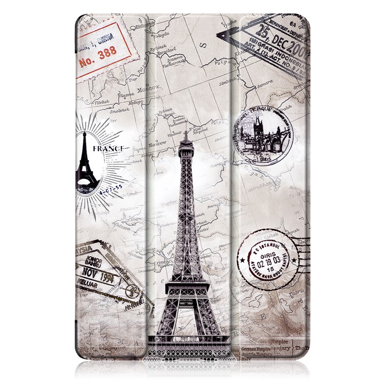 Pattern Printing Tri-fold PU Leather Stand Cover Case for Huawei MediaPad M5 10 / M5 10 (Pro) - Eiffel Tower-2