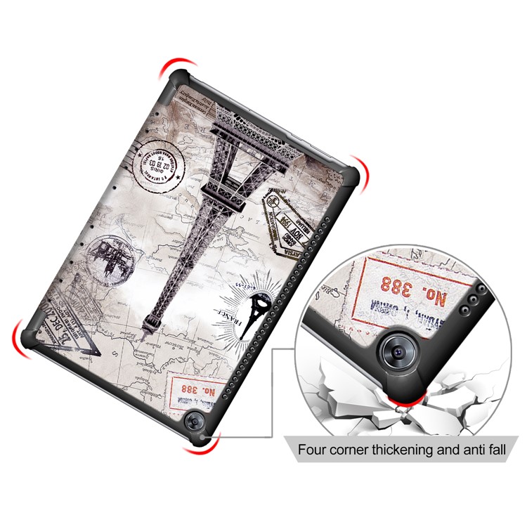 Pattern Printing Tri-fold PU Leather Stand Cover Case for Huawei MediaPad M5 10 / M5 10 (Pro) - Eiffel Tower-5
