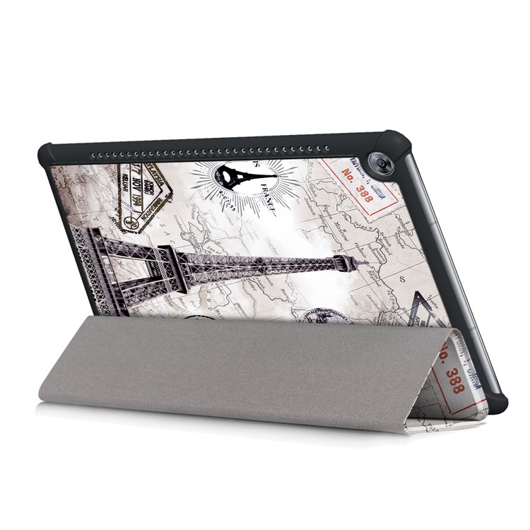 Pattern Printing Tri-fold PU Leather Stand Cover Case for Huawei MediaPad M5 10 / M5 10 (Pro) - Eiffel Tower-7